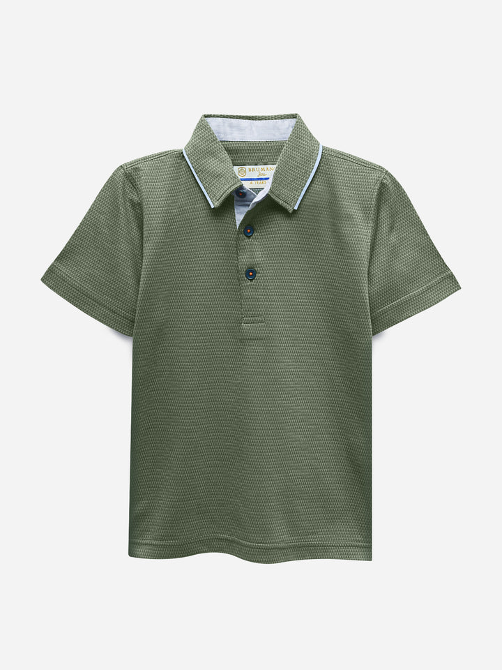 Olive Jacquard Casual Polo Shirts Brumano Pakistan