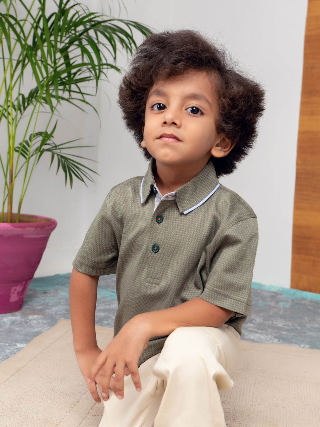 Olive Jacquard Casual Polo Shirts Brumano Pakistan