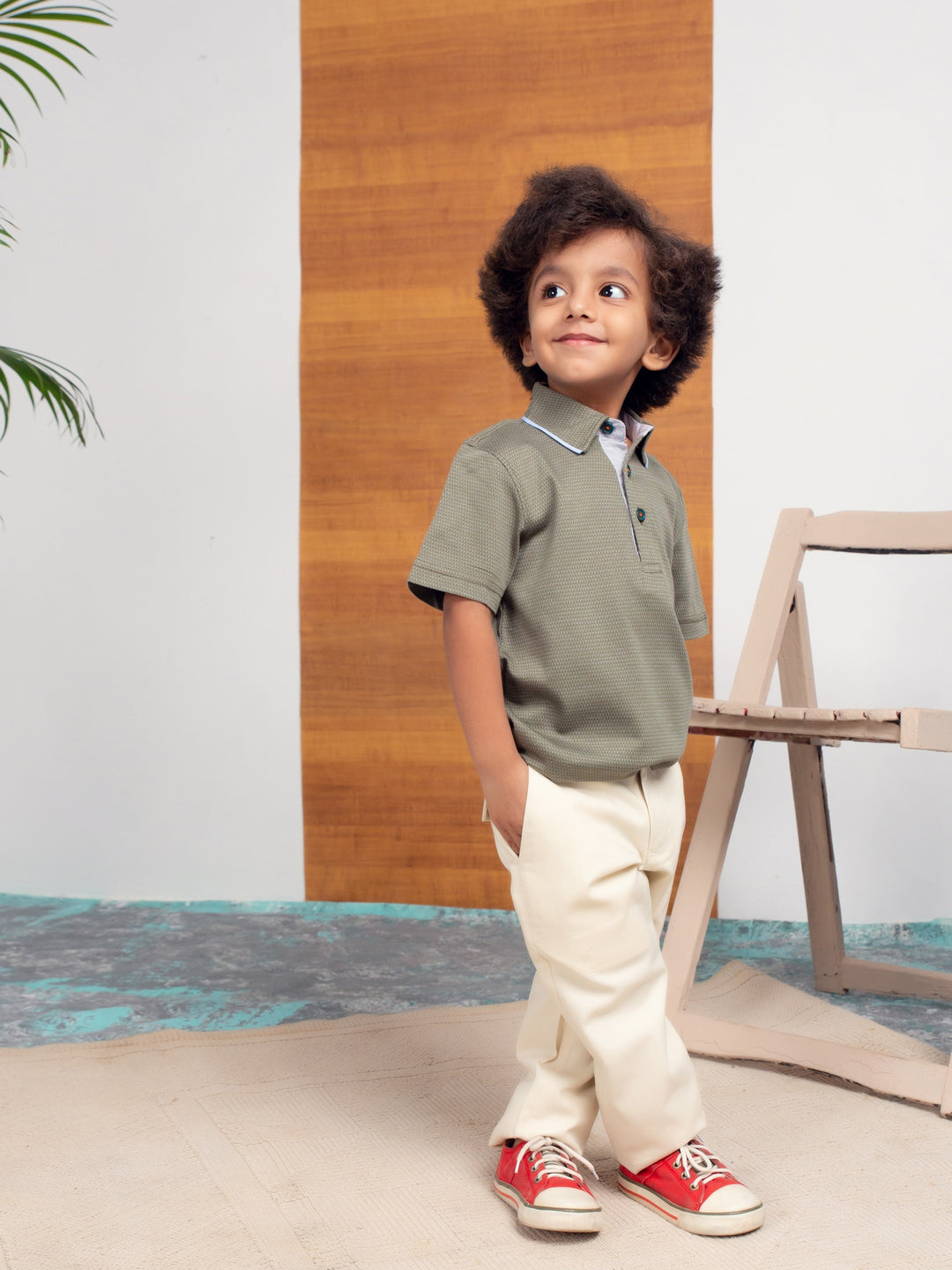 Olive Jacquard Casual Polo Shirts Brumano Pakistan
