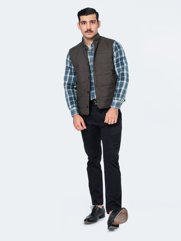 Olive Quilted Sleeveless Vest Brumano Pakistan