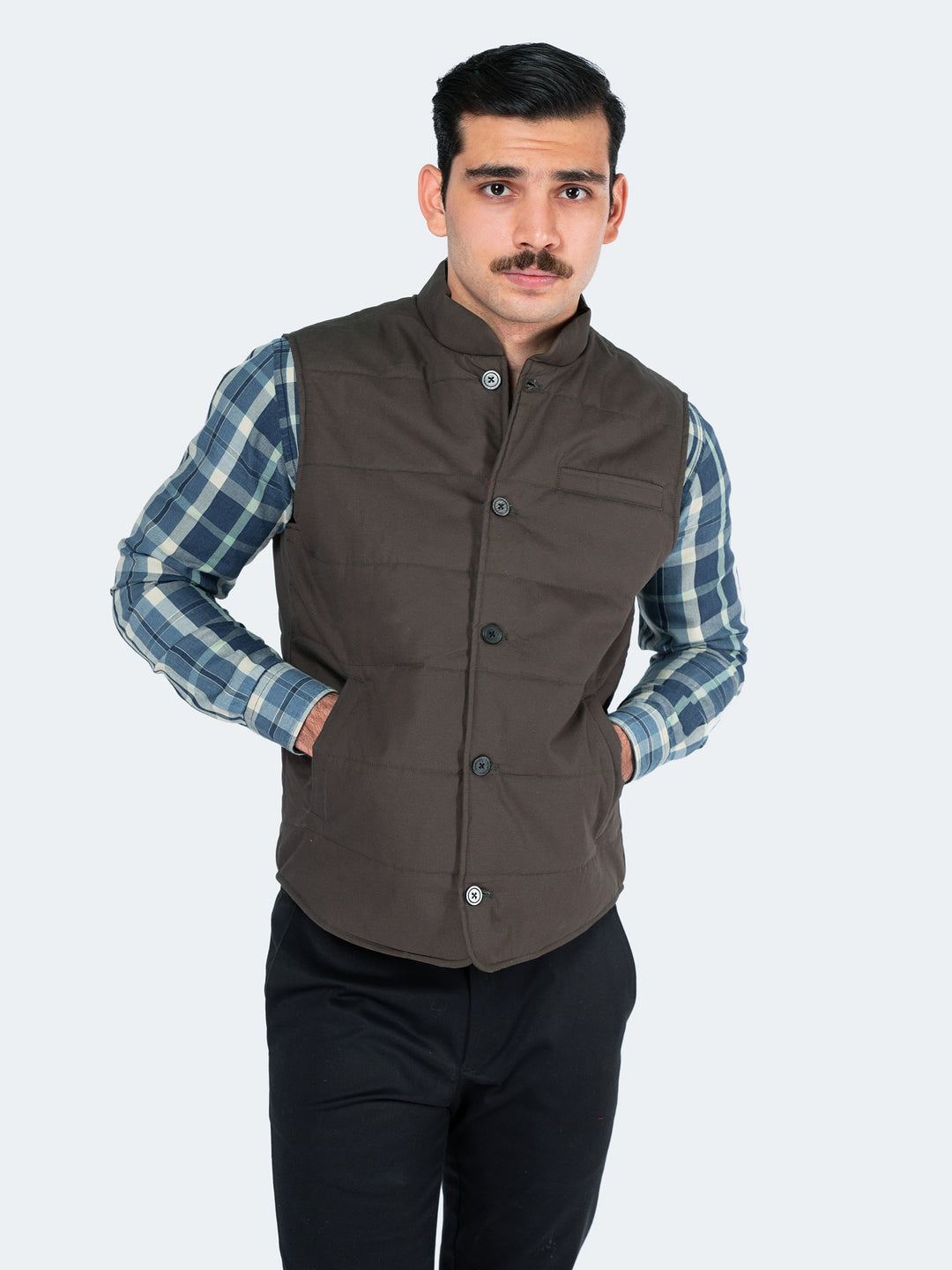 Olive Quilted Sleeveless Vest Brumano Pakistan