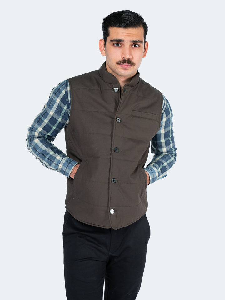 Olive Quilted Sleeveless Vest Brumano Pakistan