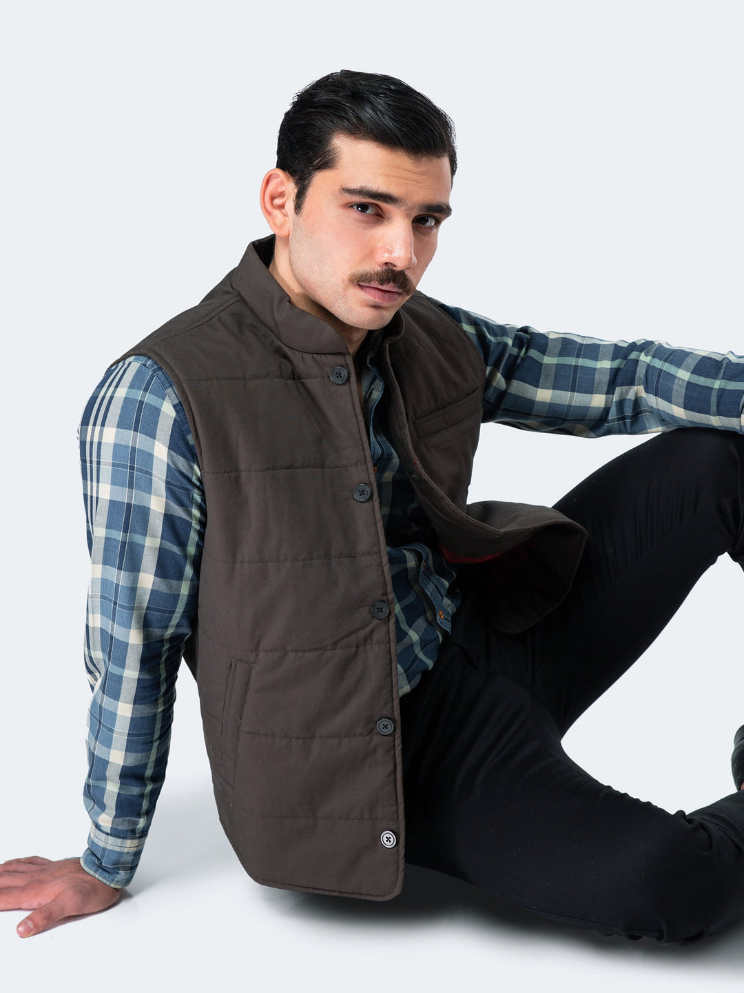 Olive Quilted Sleeveless Vest Brumano Pakistan