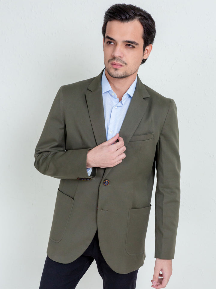 Olive Twill Structured Blazer Brumano Pakistan