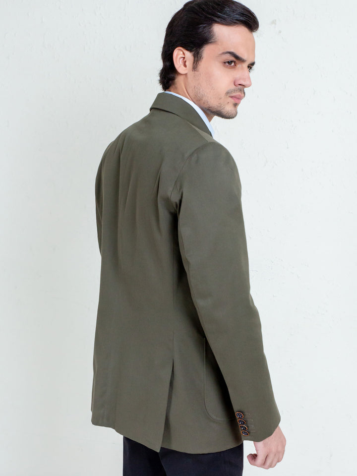 Olive Twill Structured Blazer Brumano Pakistan