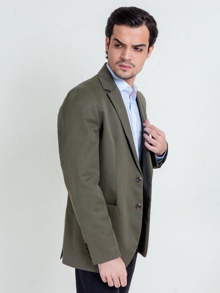 Olive Twill Structured Blazer Brumano Pakistan