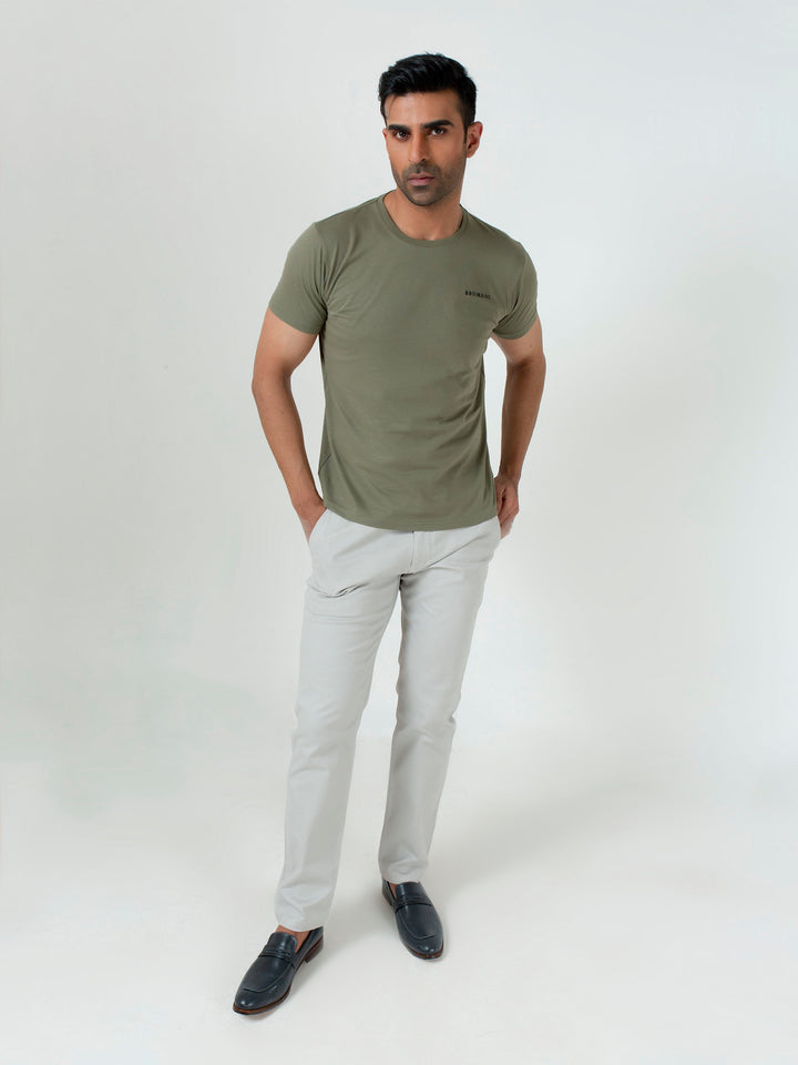 Olive Green Basic Crew Neck T-Shirt Brumano Pakistan