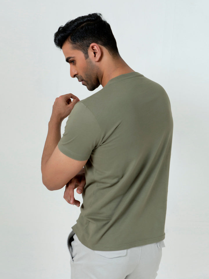Olive Green Basic Crew Neck T-Shirt Brumano Pakistan