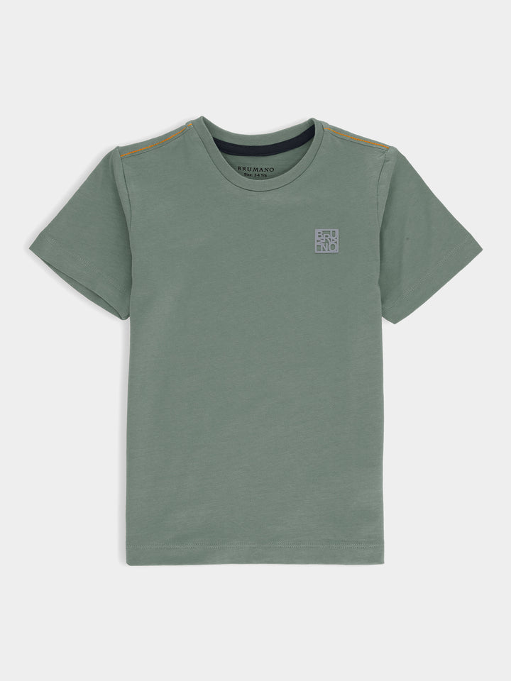 Olive Green Crew Neck Casual T-Shirt
