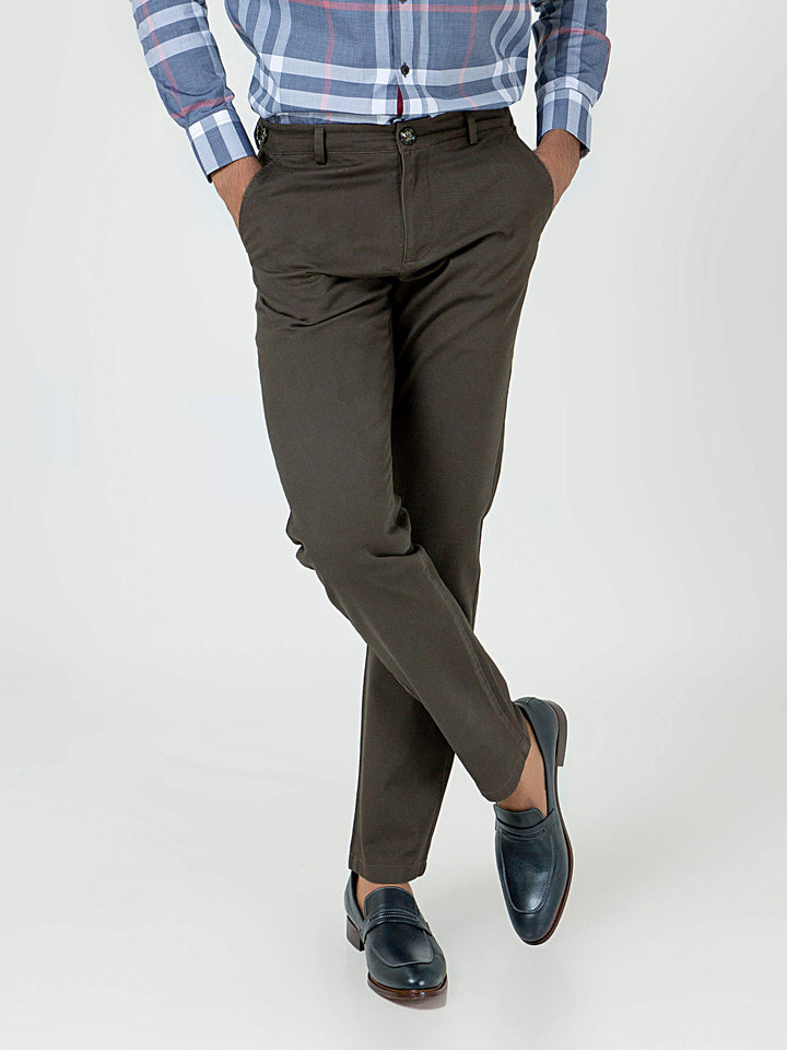 Olive Slimfit Chino With Gurkha Style Buttons Brumano Pakistan