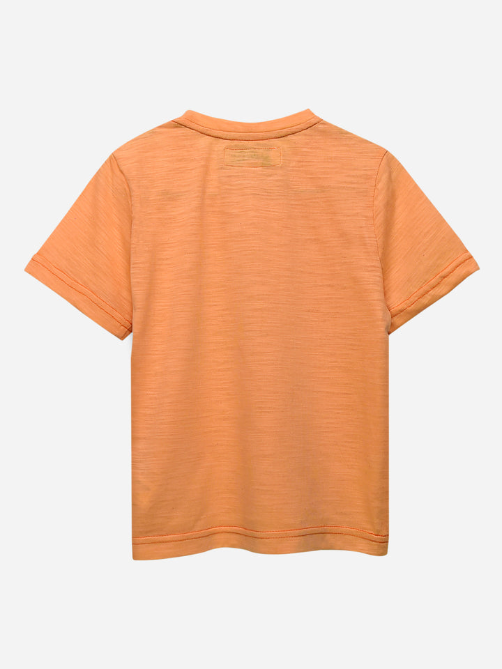 Orange Printed Short Sleeves Casual T-Shirt Brumano Pakistan