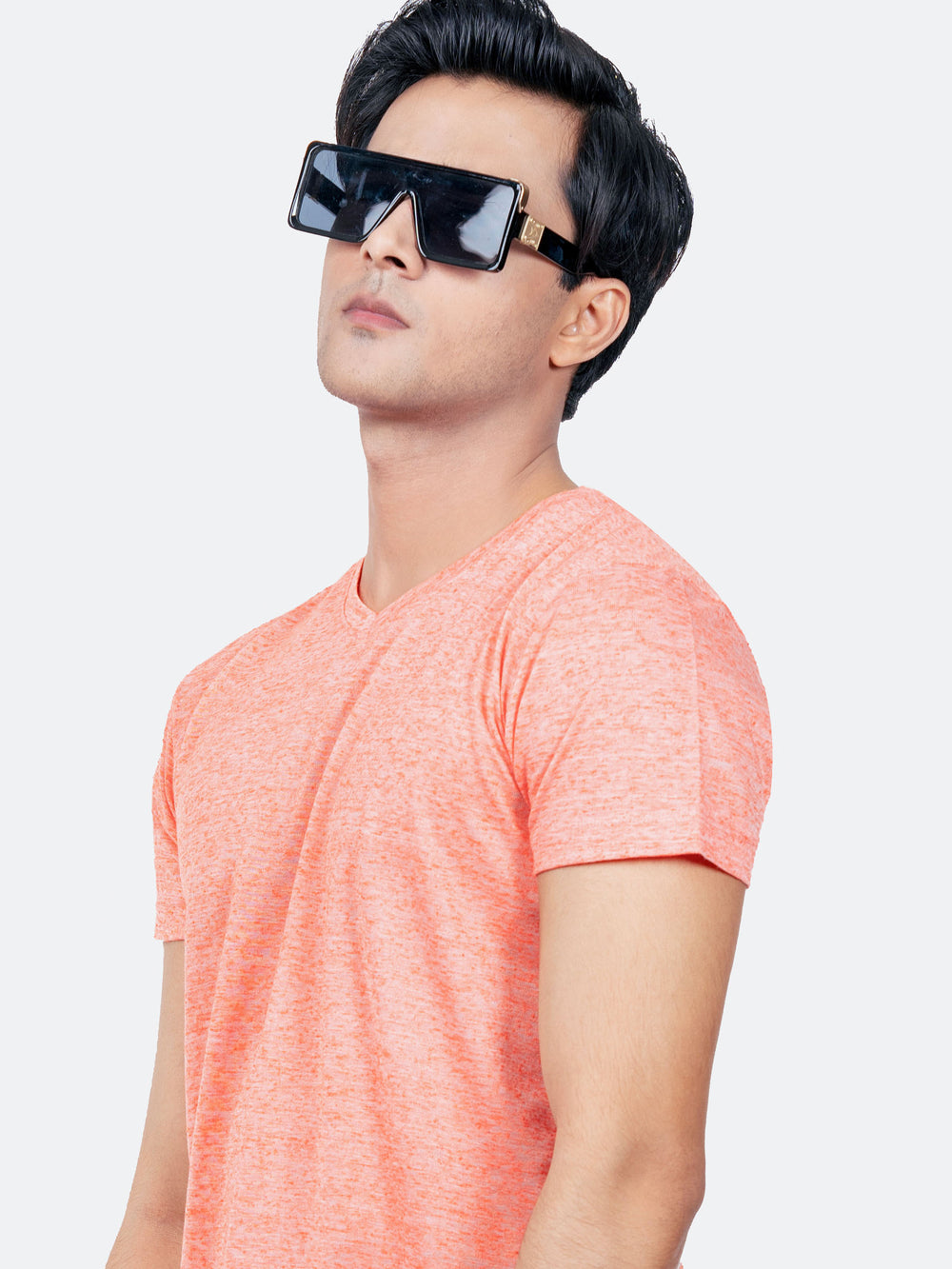 Orange Light Weight V-Neck T-Shirt
