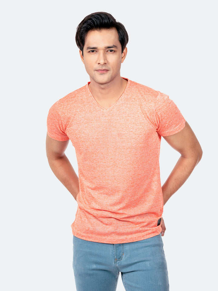 Orange Light Weight V-Neck T-Shirt Brumano Pakistan