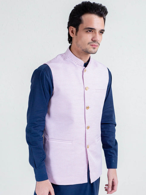 Pink & Black Dobby Structured Waistcoat Brumano Pakistan