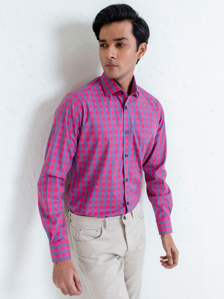 Pink & Blue Checkered Shirt Brumano Pakistan