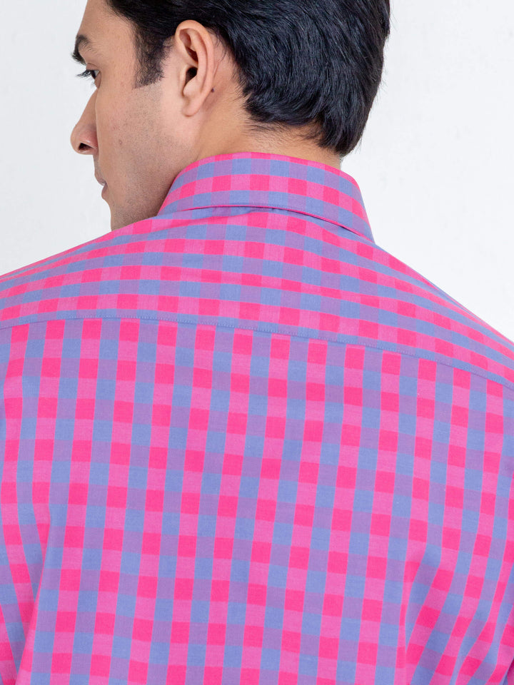 Pink & Blue Checkered Shirt Brumano Pakistan