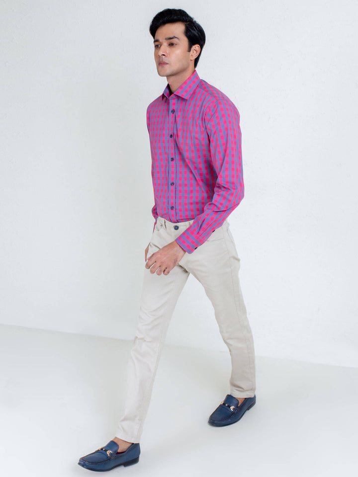 Pink & Blue Checkered Shirt Brumano Pakistan