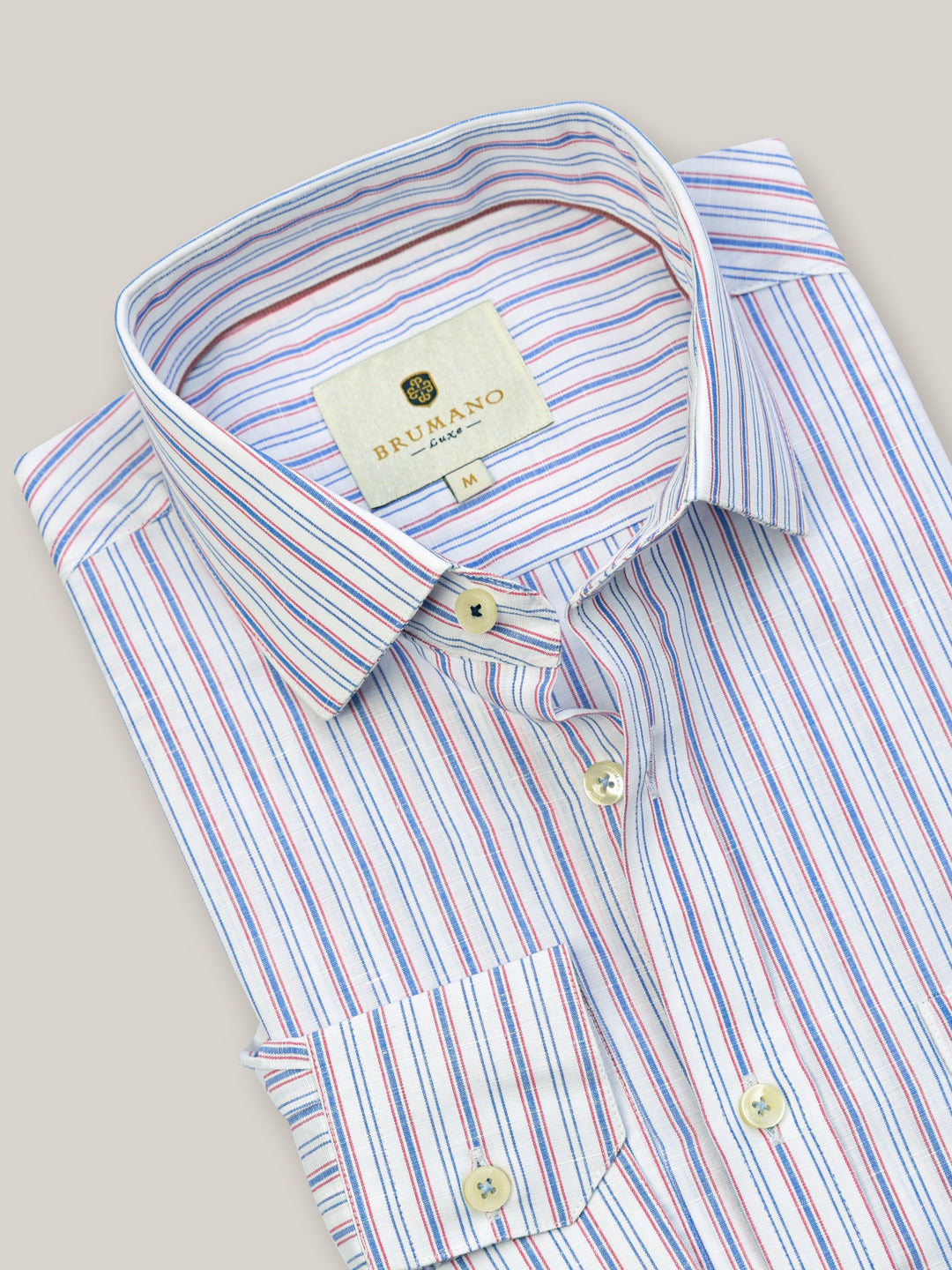 Pink & Blue Pinstriped Linen Shirt Brumano Pakistan