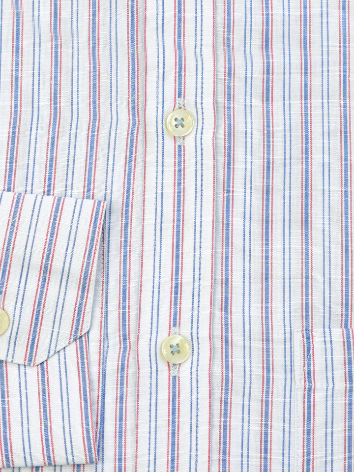 Pink & Blue Pinstriped Linen Shirt Brumano Pakistan