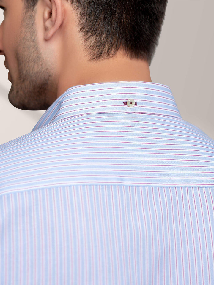 Pink & Blue Striped Button Down Shirt Brumano Pakistan