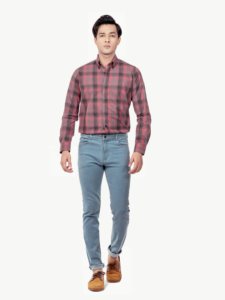 Pink & Grey Checkered Shirt Brumano Pakistan