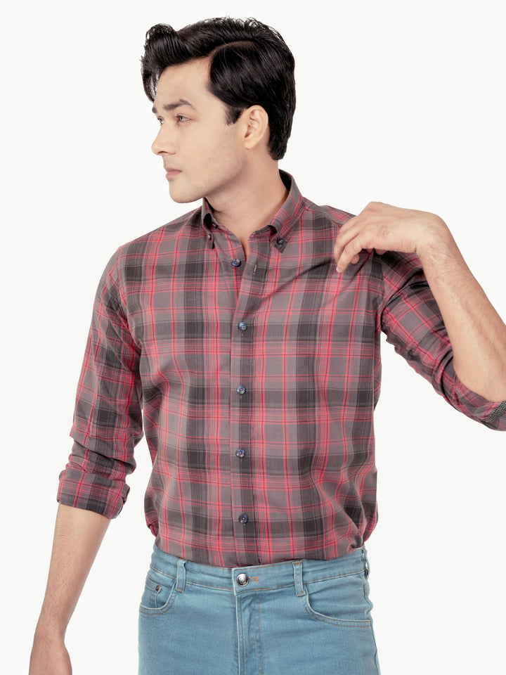 Pink & Grey Checkered Shirt Brumano Pakistan