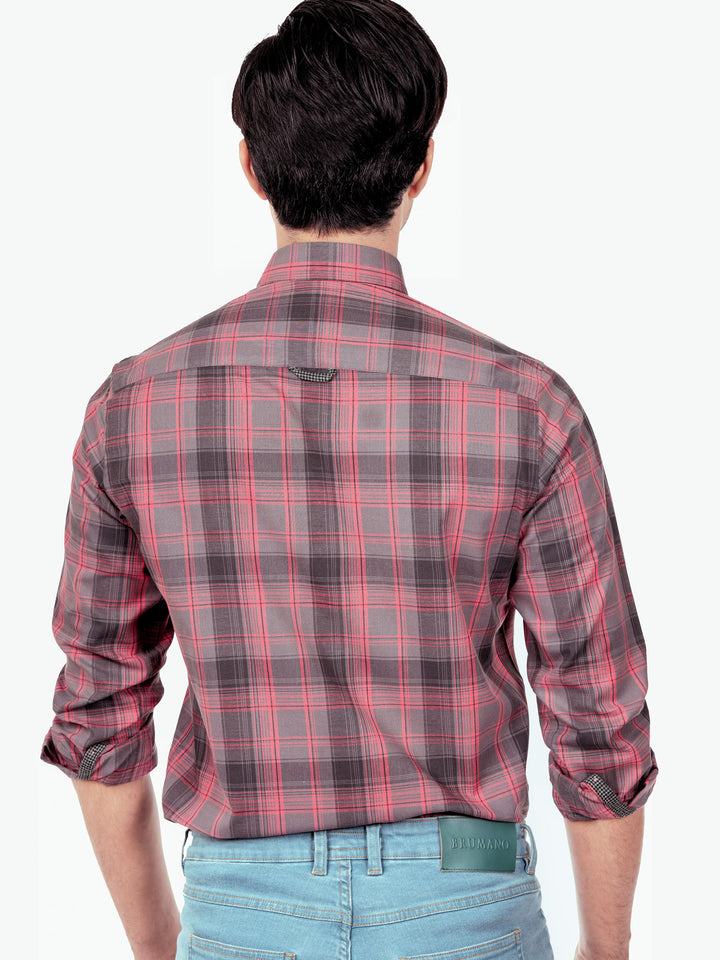Pink & Grey Checkered Shirt Brumano Pakistan