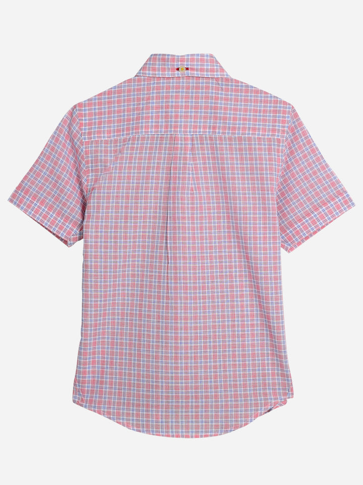 Pink Linen Checkered Short Sleeve Casual Shirt Brumano Pakistan