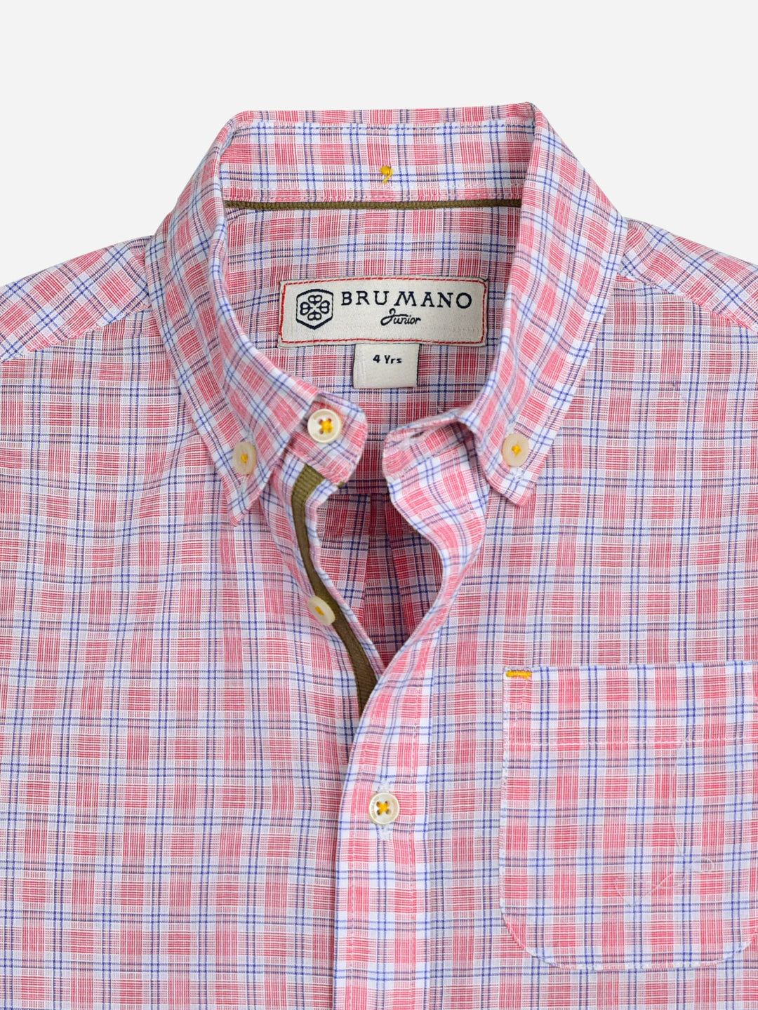 Pink Linen Checkered Short Sleeve Casual Shirt Brumano Pakistan