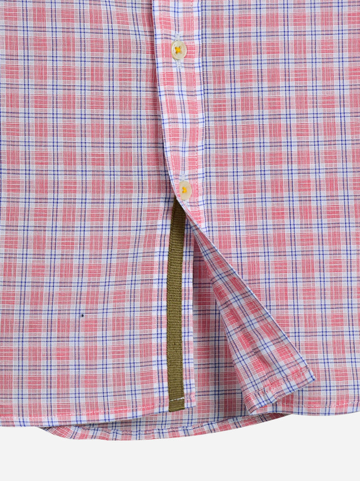 Pink Linen Checkered Short Sleeve Casual Shirt Brumano Pakistan