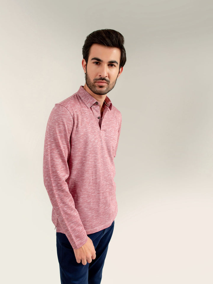 Pink Mercerized Full Sleeves Polo Shirt Brumano Pakistan