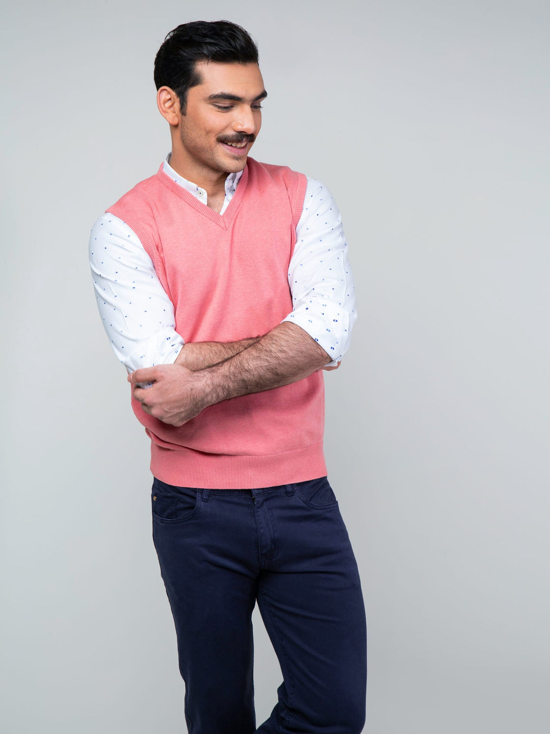 Pink Sleeveless V-Neck Sweater Brumano Pakistan
