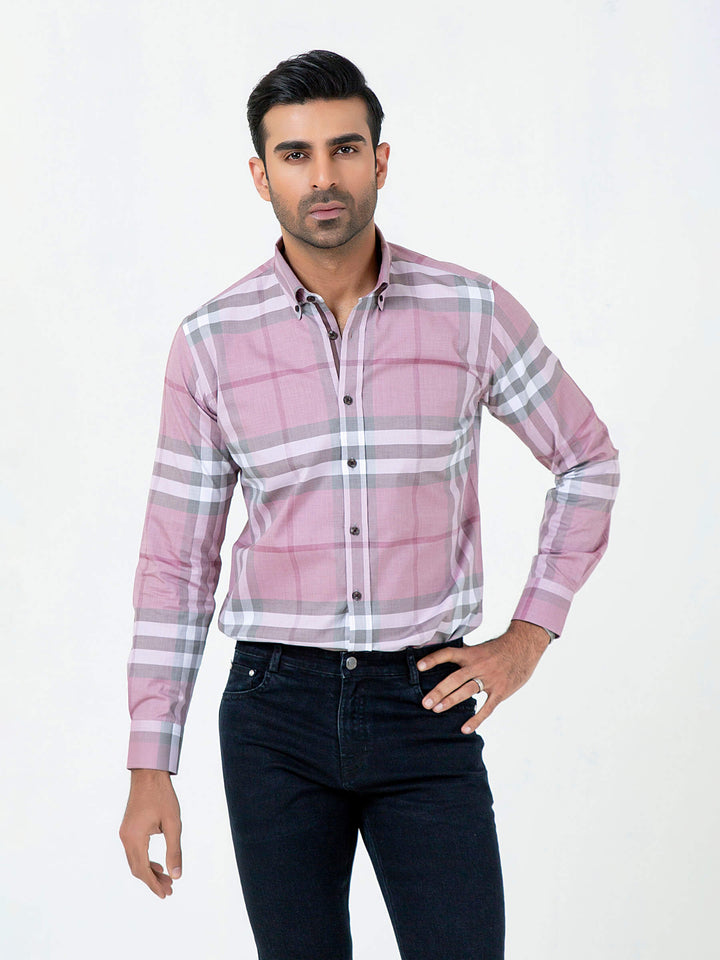 Pink Large Windowpane Checkered Shirt Brumano Pakistan