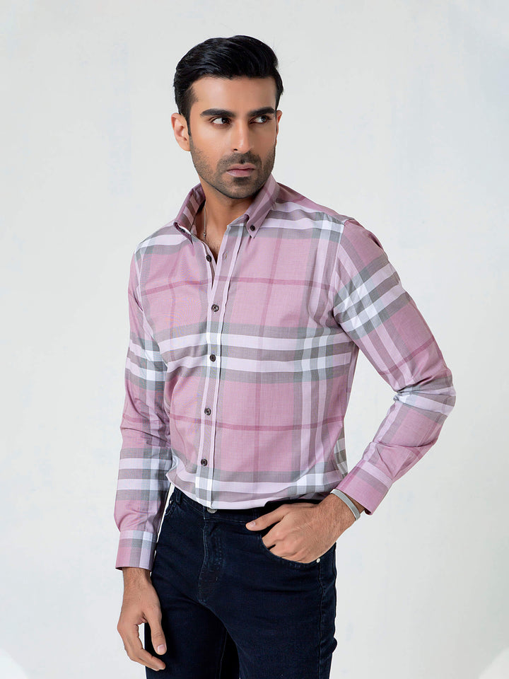 Pink Large Windowpane Checkered Shirt Brumano Pakistan