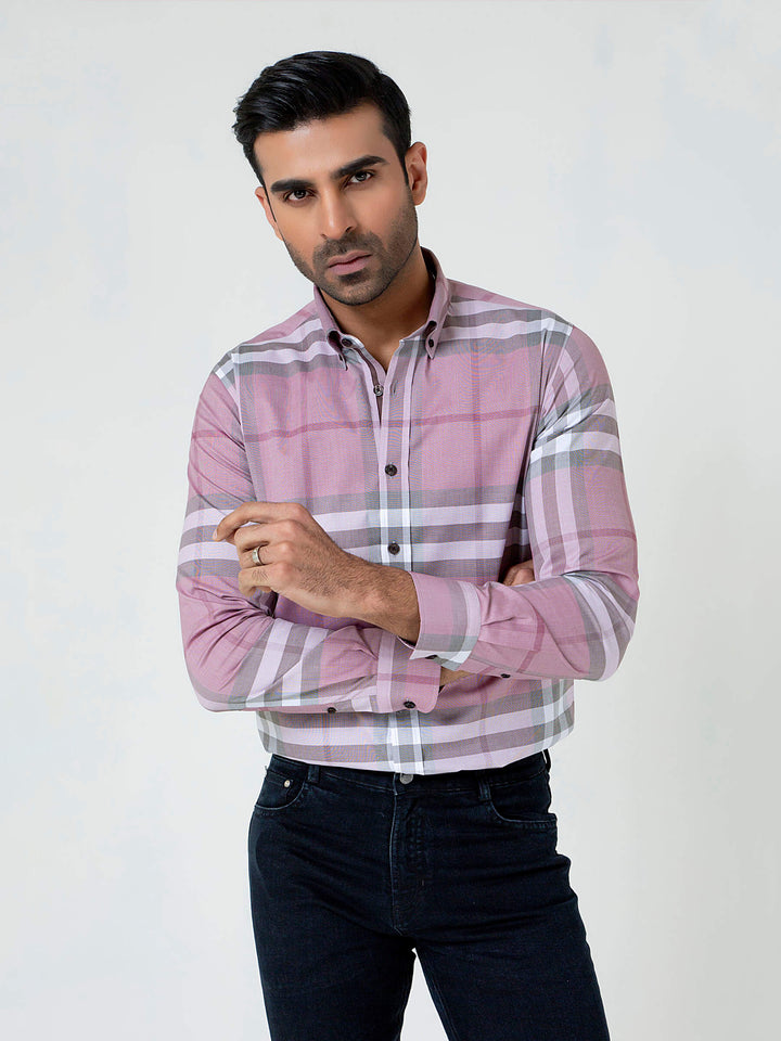 Pink Large Windowpane Checkered Shirt Brumano Pakistan