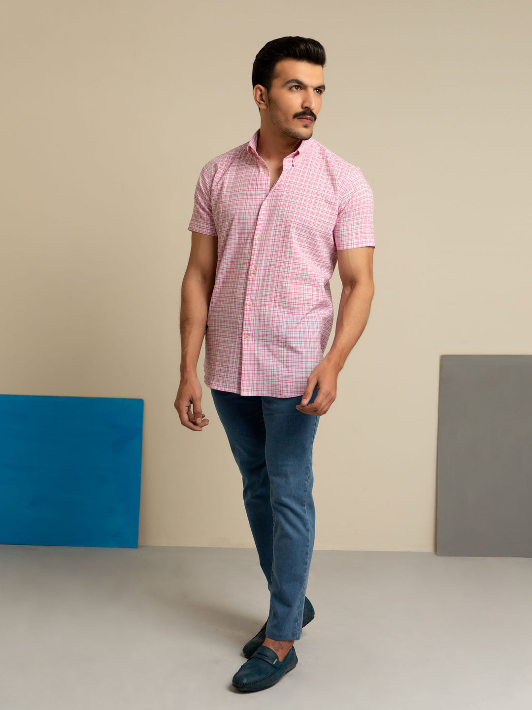 Pink Seersucker Half Sleeve Shirt Brumano Pakistan