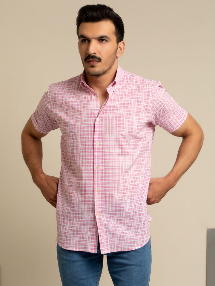 Pink Seersucker Half Sleeve Shirt Brumano Pakistan