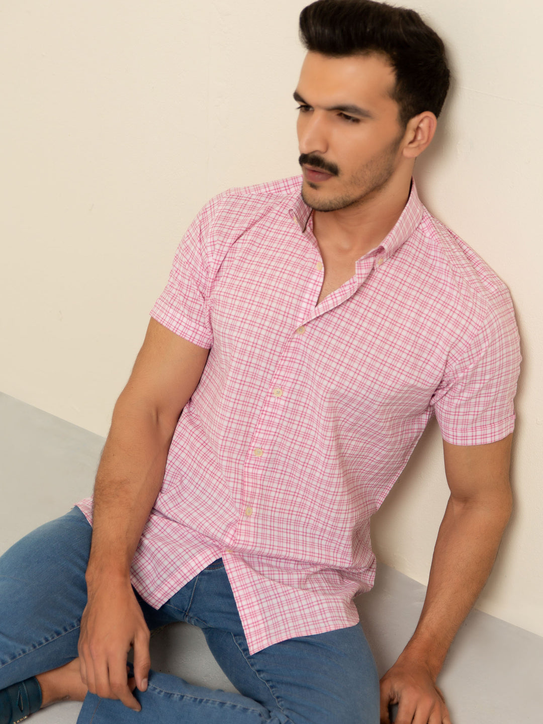Pink Seersucker Half Sleeve Shirt Brumano Pakistan