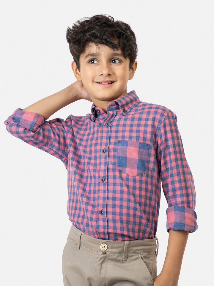 Pink & Blue Gingham Casual Shirt Brumano Pakistan
