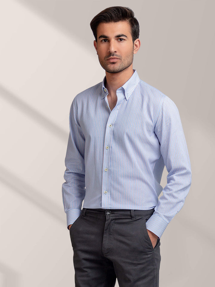 Pink & Blue Striped Button Down Shirt Brumano Pakistan