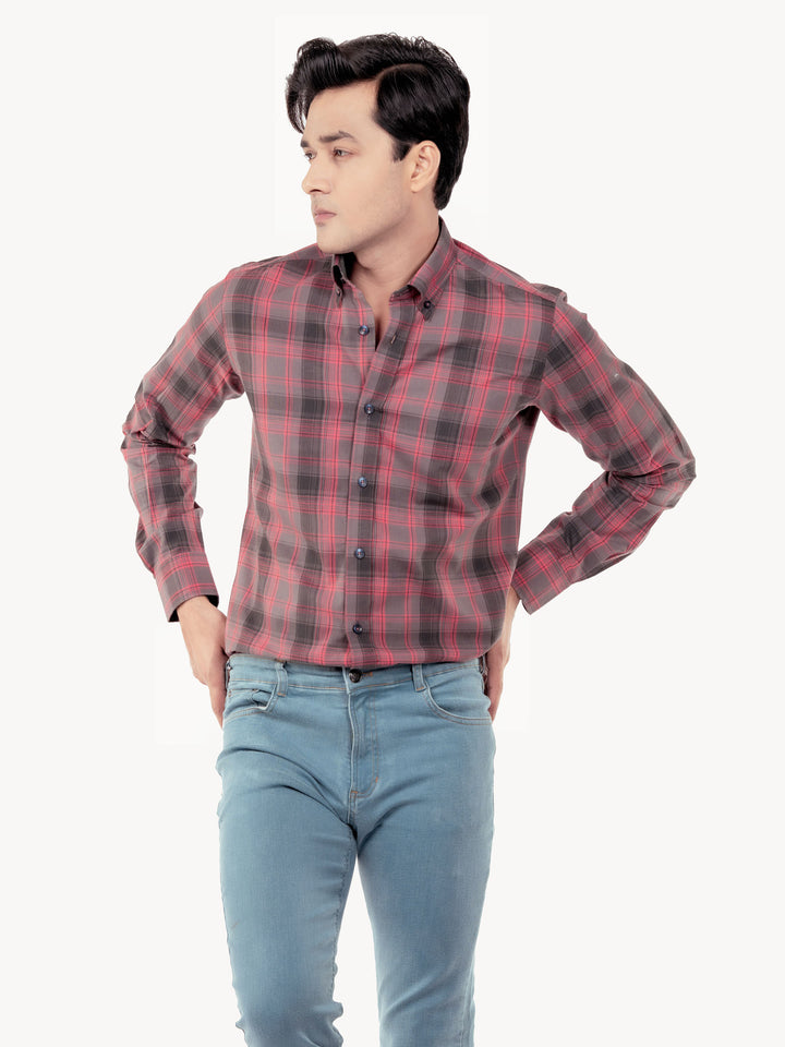 Pink & Grey Checkered Shirt Brumano Pakistan