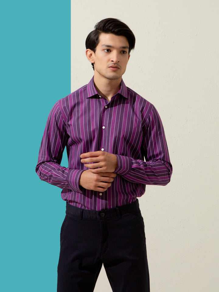 Purple Bold Striped Shirt Brumano Pakistan