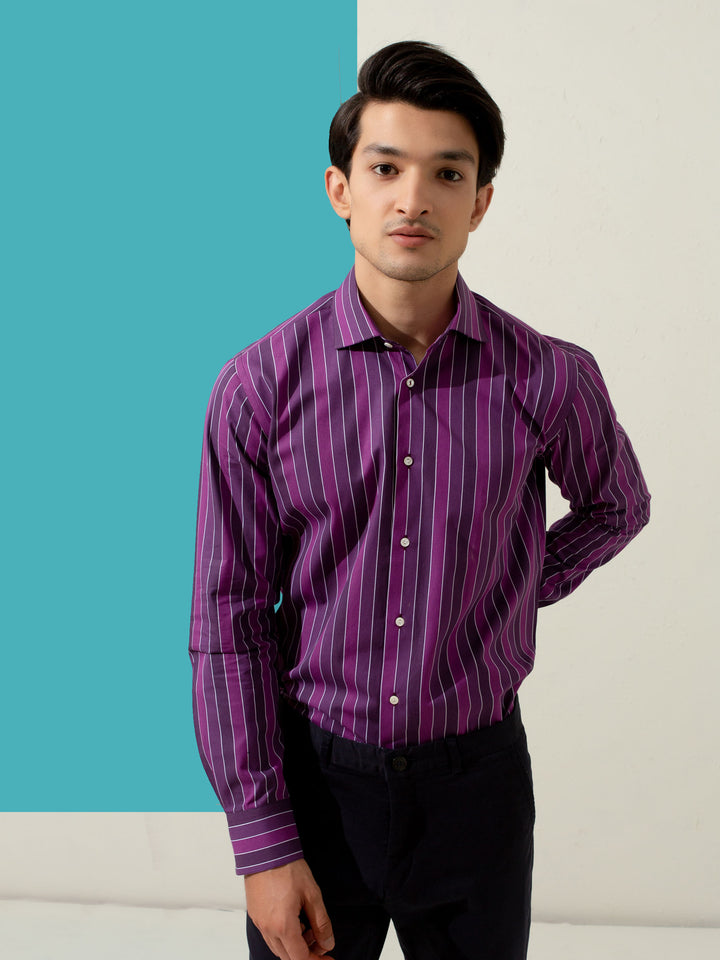 Purple Bold Striped Shirt Brumano Pakistan