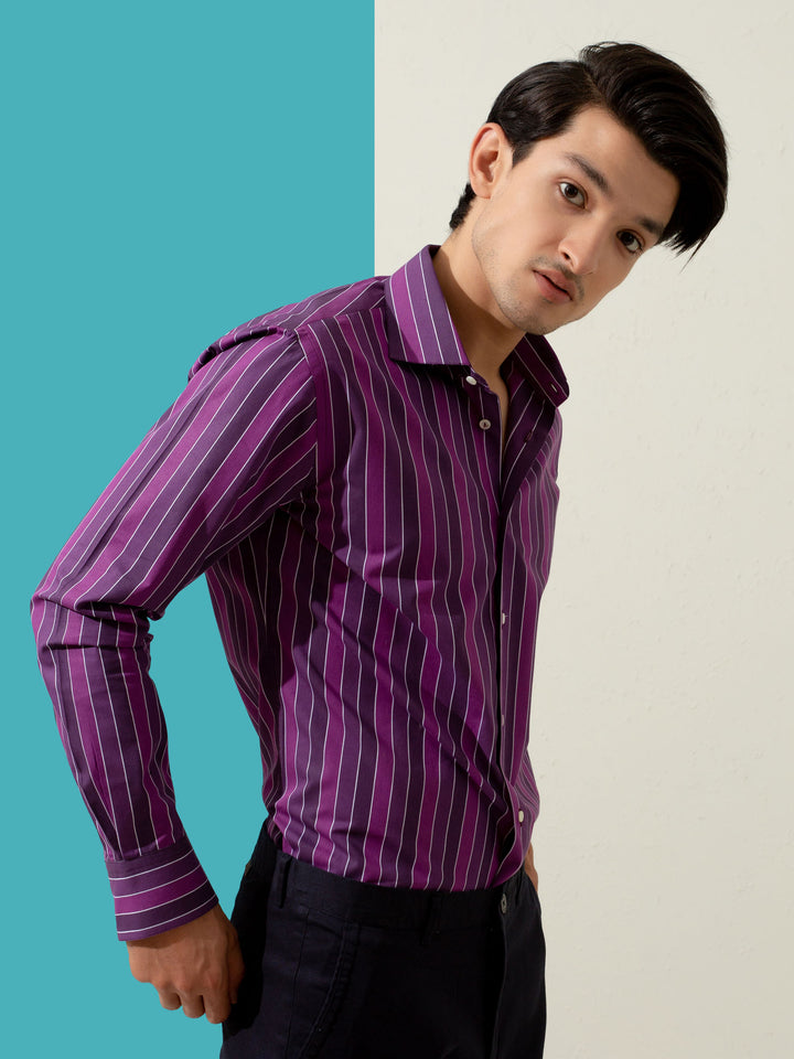 Purple Bold Striped Shirt Brumano Pakistan