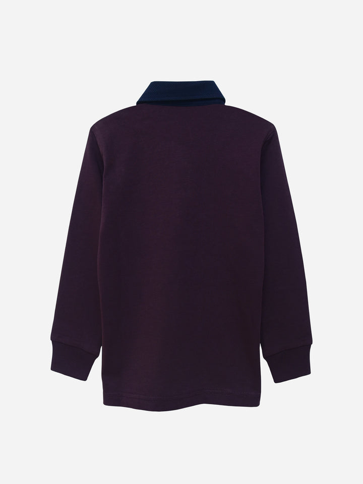 Purple Casual Full Sleeve Polo Shirt With Contrasting Collar Brumano Pakistan