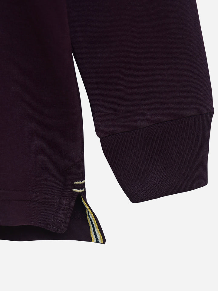 Purple Casual Full Sleeve Polo Shirt With Contrasting Collar Brumano Pakistan