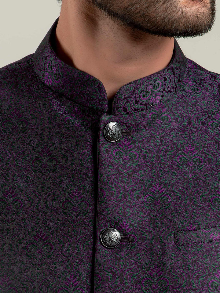 Purple Jacquard Waistcoat Brumano Pakistan