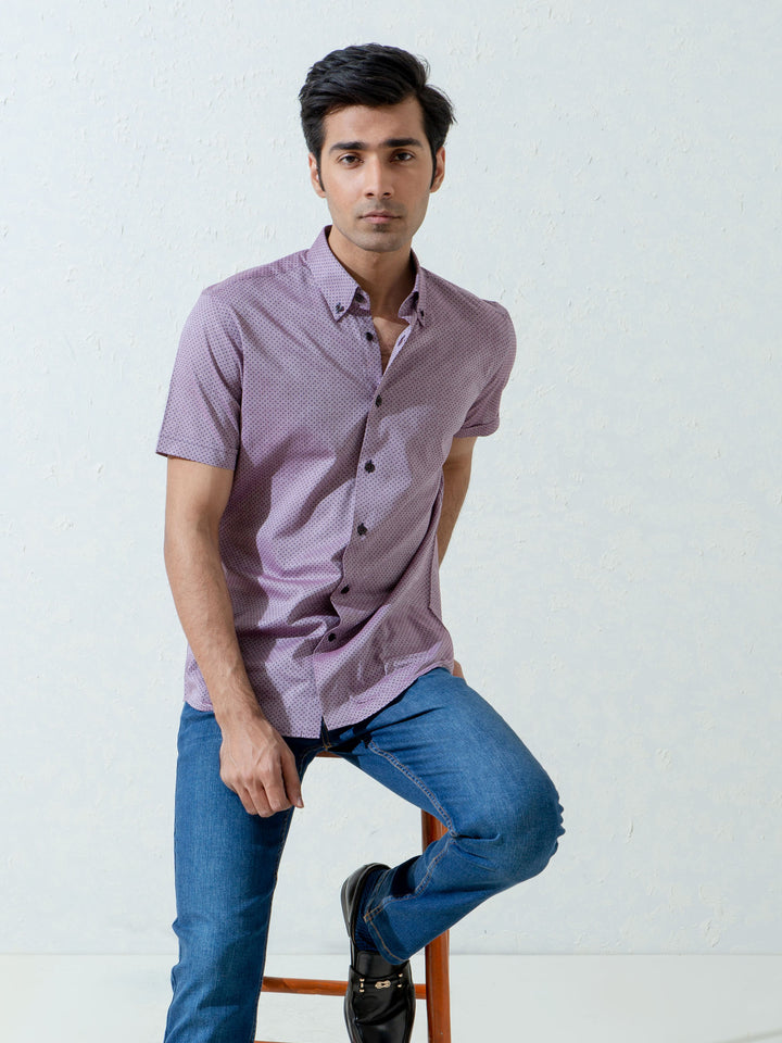 Purple Polka Dot Half Sleeve Shirt Brumano Pakistan