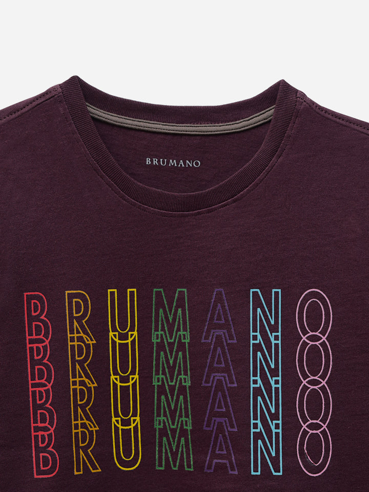 Purple Printed Short Sleeves Casual T-Shirt Brumano Pakistan
