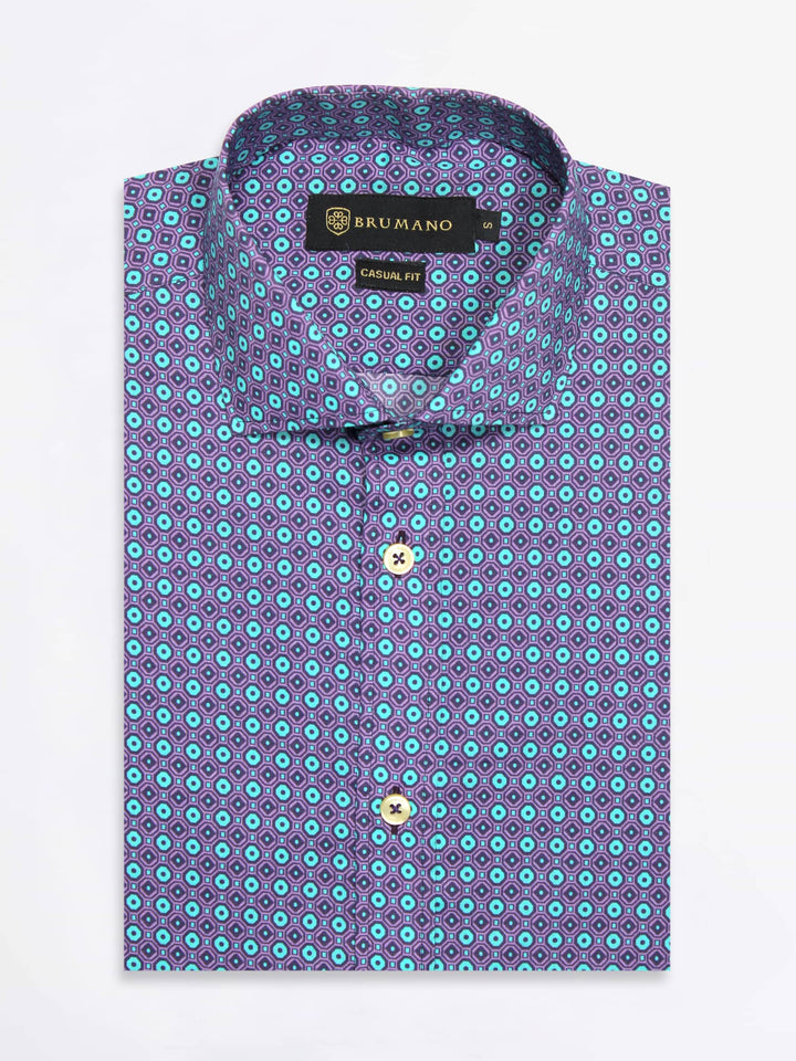 Purple & Turquoise Bold Printed Shirt